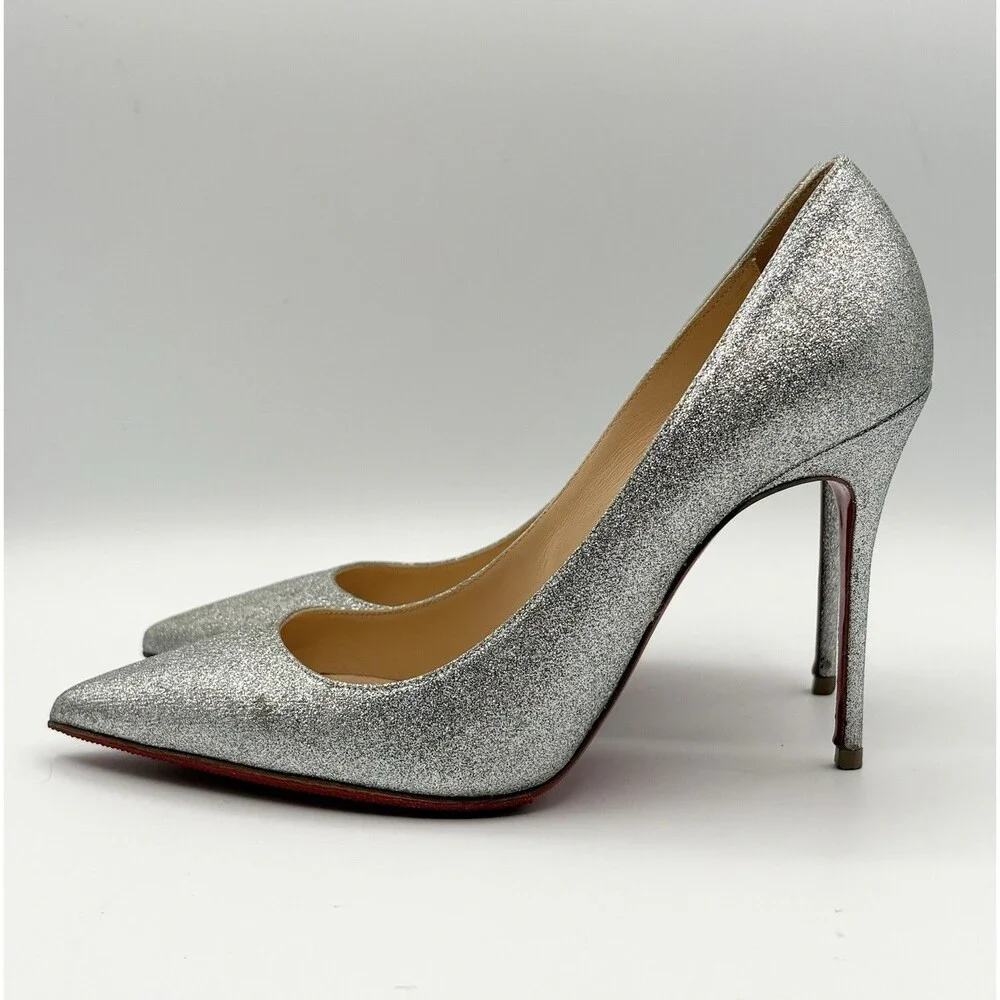 Christian Louboutin Sparkling Silver Heels - Picture 2 of 16